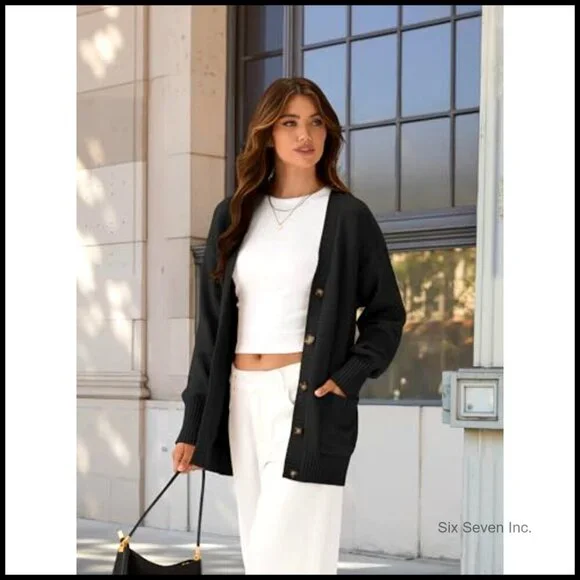 Chunky Knit Cardigan Oversized Button Down Long Sleeve Cozy Fall Sweater - Picture 2 of 7